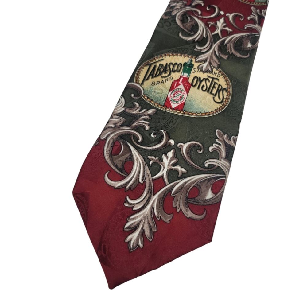 Tabasco Oysters Hot Pepper Sauce Necktie Vintage Men's All Silk Tie